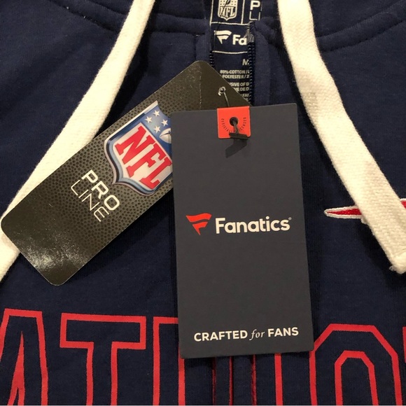 NFL Fanatics New England Patriots Jacket Navy Blue Full Zip Up Hoodie Size M - Picture 5 of 8